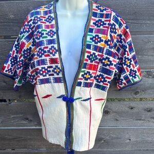 Traditional Guatemalan or Mayan hand woven and hand embroidered cardigan
